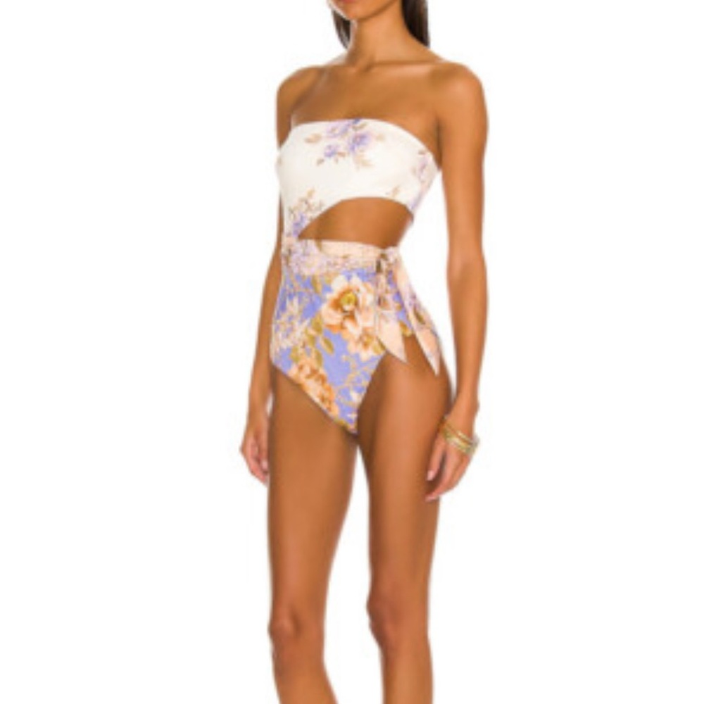 Zimmermann Rosa Scarf Tie One Piece in Spliced Size 2